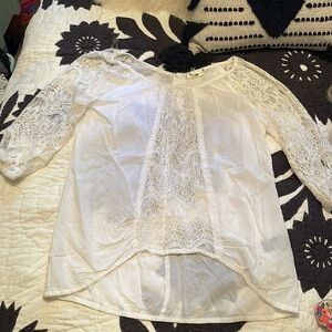 Cotton Blouse w/Lace Detail